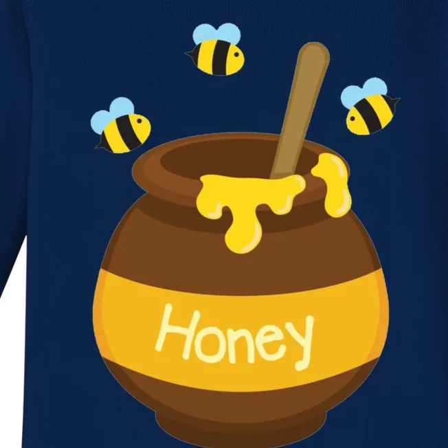 Honey Pot Cute Bee Buzzing Beehive Flying Funny Beekeeping Gift Baby Long Sleeve Bodysuit