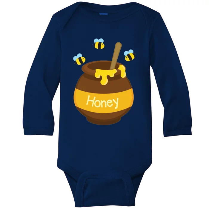 Honey Pot Cute Bee Buzzing Beehive Flying Funny Beekeeping Gift Baby Long Sleeve Bodysuit