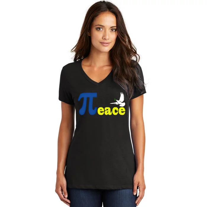 Happy Pi Day 3 14 Math Peace Ukraine I Stand With Ukraine Gift Women's V-Neck T-Shirt