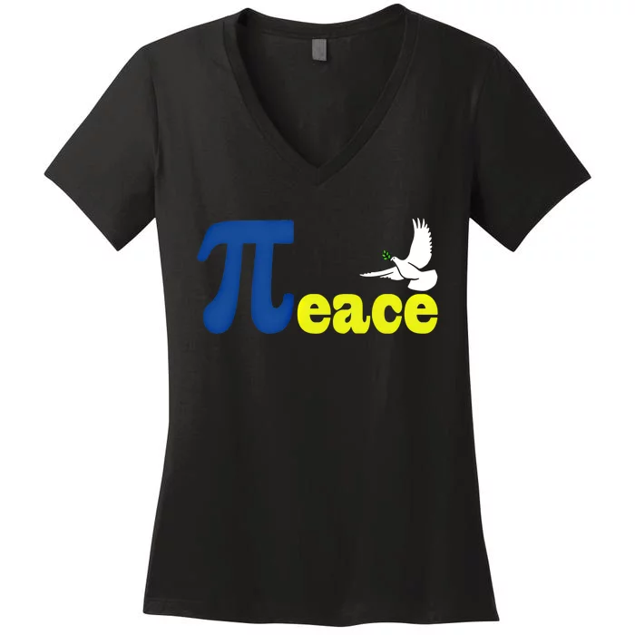 Happy Pi Day 3 14 Math Peace Ukraine I Stand With Ukraine Gift Women's V-Neck T-Shirt