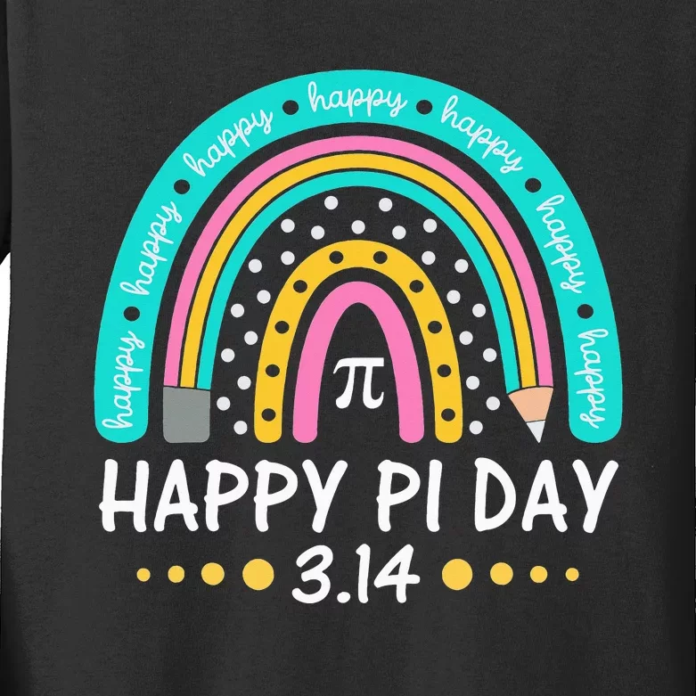 Happy Pi Day Mathematic Math Teacher Gift Rainbow Kids Long Sleeve Shirt