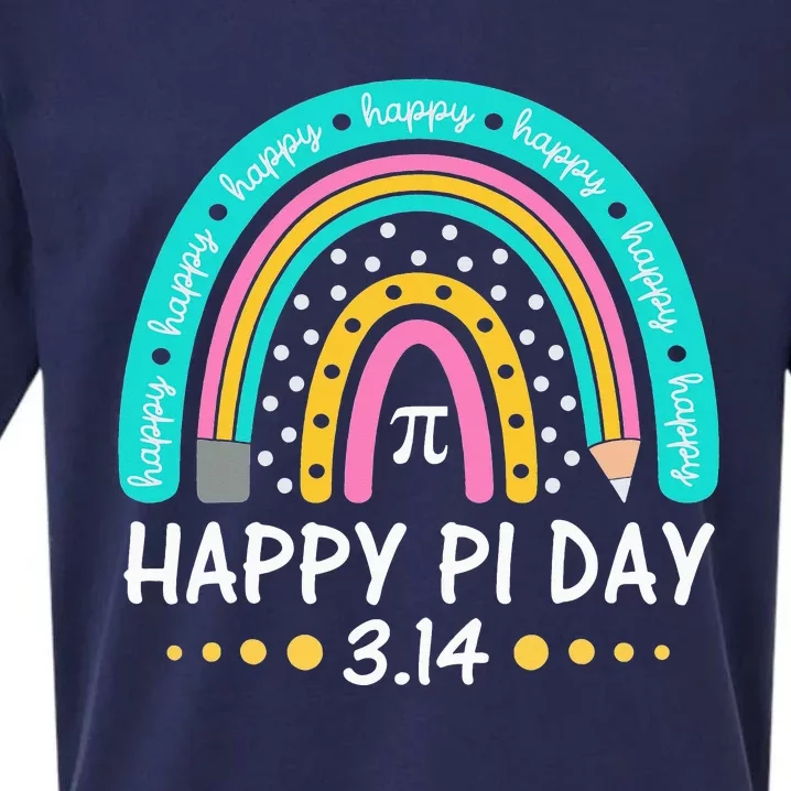 Happy Pi Day Mathematic Math Teacher Gift Rainbow Sueded Cloud Jersey T-Shirt