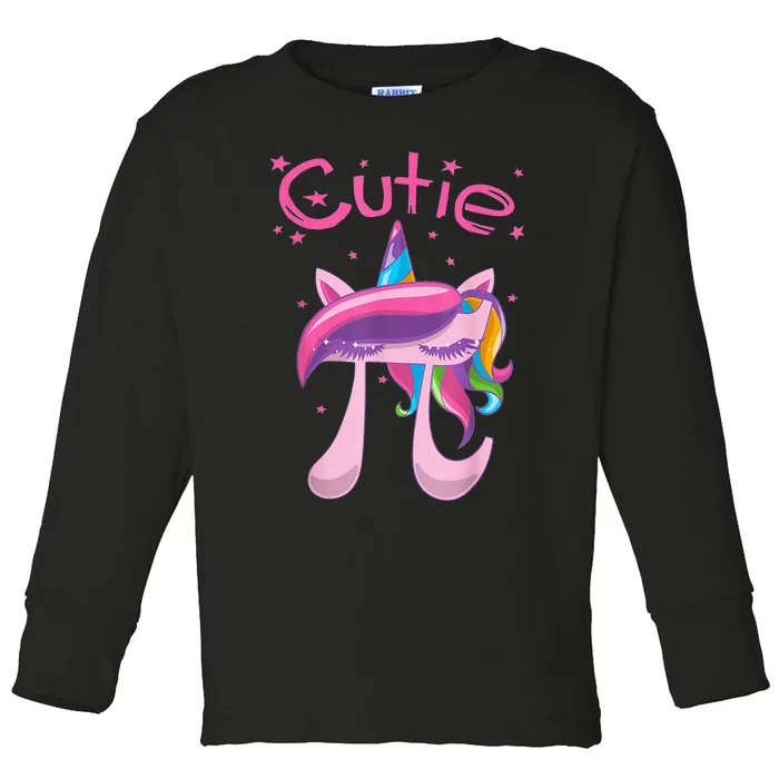 Happy Pie Day Cute Pi Unicorn 3.14 Funny STEM Math Teacher Toddler Long Sleeve Shirt