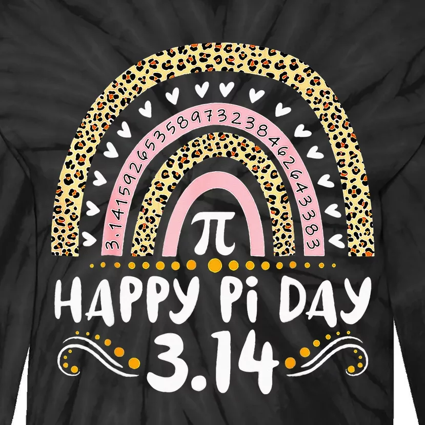 Happy Pi Day Mathematic Math Teacher Gifts Leopard Rainbow Tie-Dye Long Sleeve Shirt