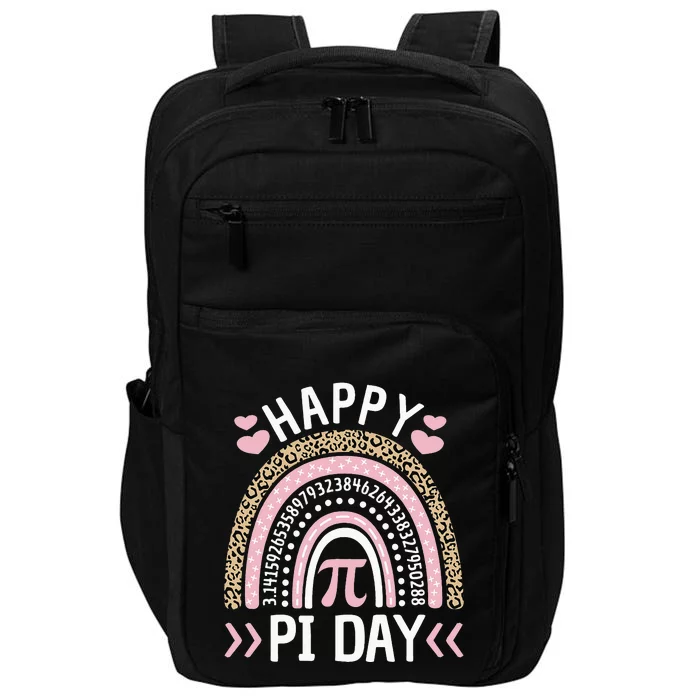 Happy Pi Day Mathematic Math Teacher Student Leopard Rainbow Impact Tech Backpack