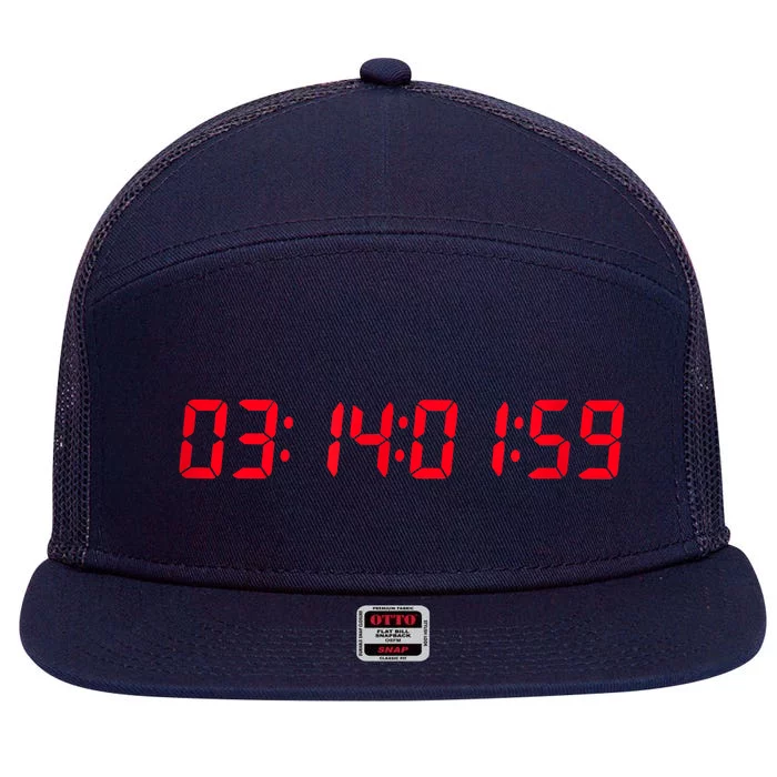 Happy Pi Day 03140159 Constant 3.14159 Digital Clock Math 7 Panel Mesh Trucker Snapback Hat