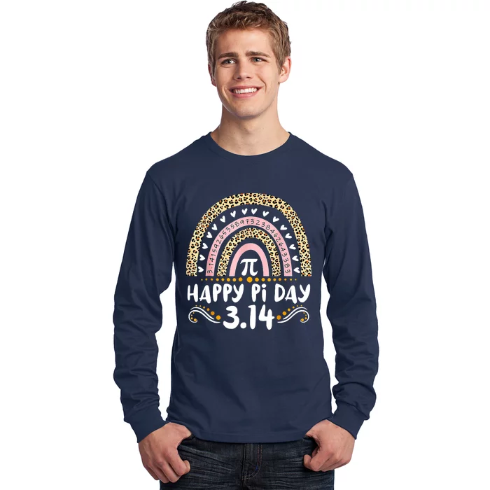 Happy Pi Day Mathematic Math Teacher Gifts Leopard Rainbow Long Sleeve Shirt