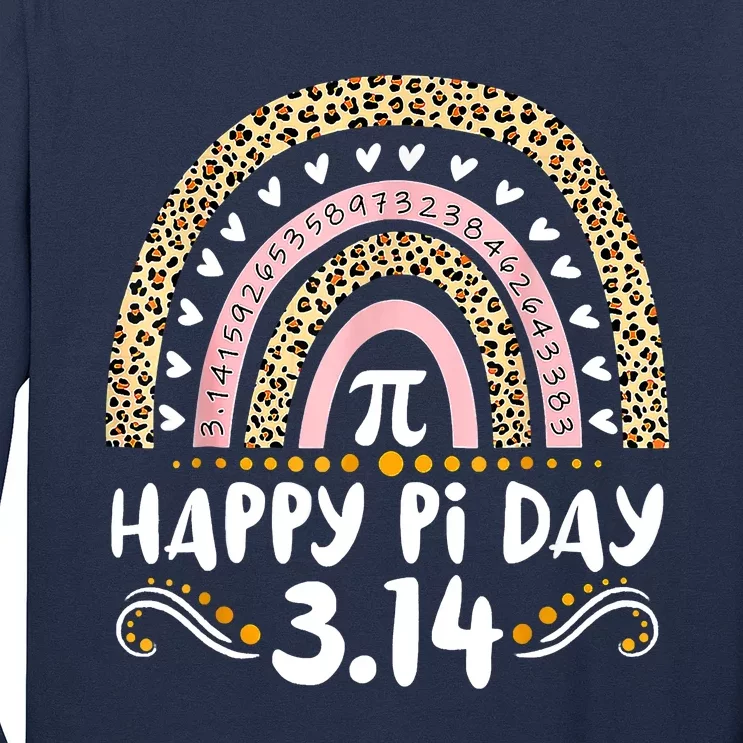 Happy Pi Day Mathematic Math Teacher Gifts Leopard Rainbow Long Sleeve Shirt