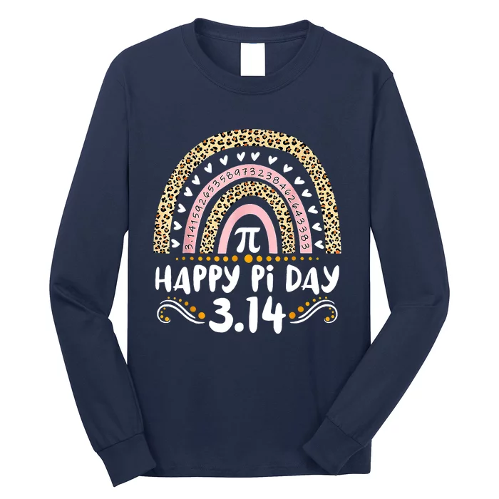 Happy Pi Day Mathematic Math Teacher Gifts Leopard Rainbow Long Sleeve Shirt