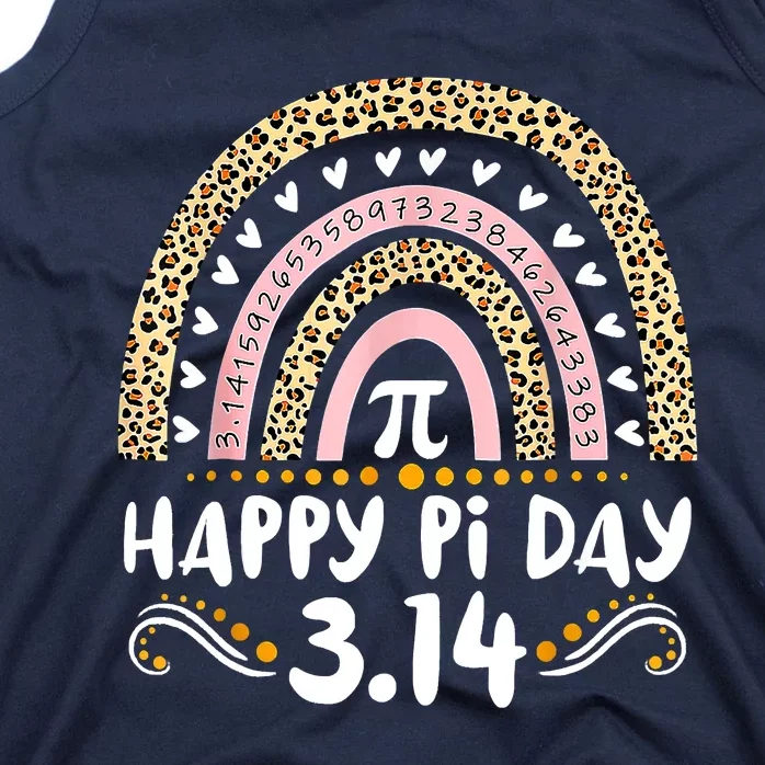 Happy Pi Day Mathematic Math Teacher Gifts Leopard Rainbow Tank Top