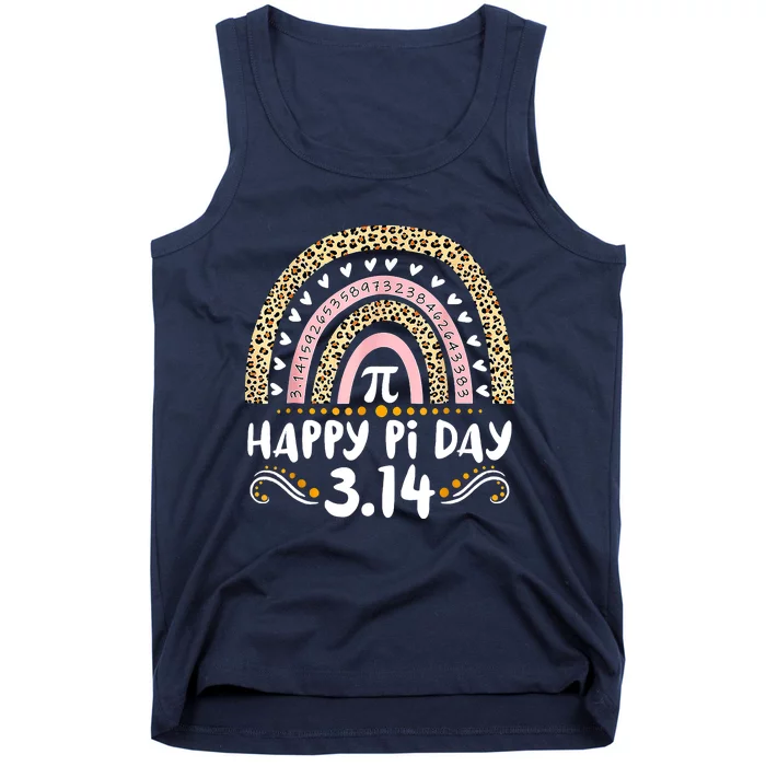 Happy Pi Day Mathematic Math Teacher Gifts Leopard Rainbow Tank Top