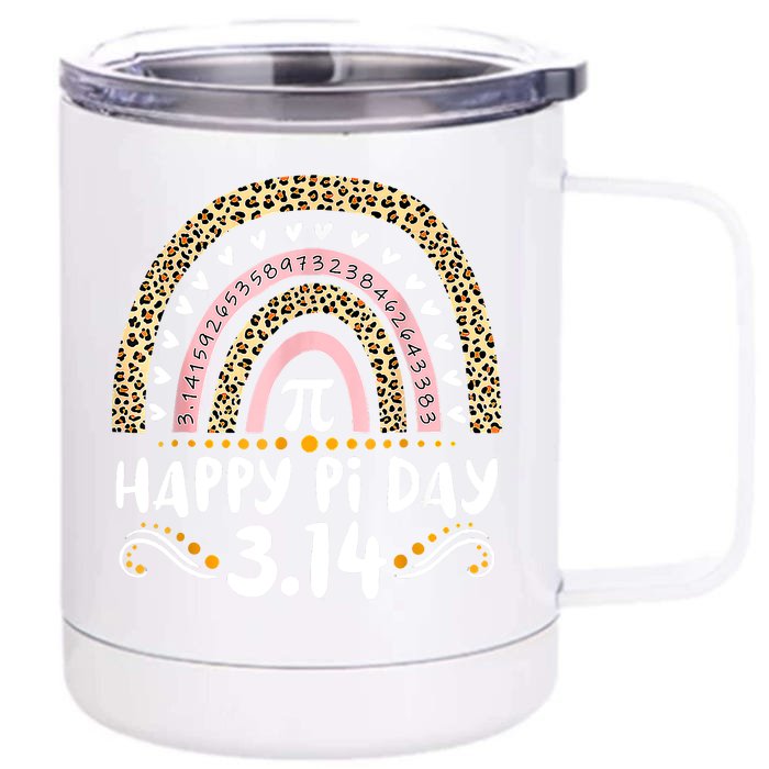 Happy Pi Day Mathematic Math Teacher Gifts Leopard Rainbow Front & Back 12oz Stainless Steel Tumbler Cup