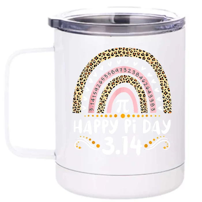 Happy Pi Day Mathematic Math Teacher Gifts Leopard Rainbow Front & Back 12oz Stainless Steel Tumbler Cup