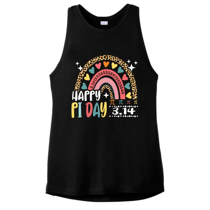 Happy Pi Day Leopard Rainbow Math Teacher Boy Girl Funny Ladies Tri-Blend Wicking Tank