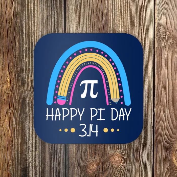 Happy Pi Day Pencil Rainbow March 14th Coaster