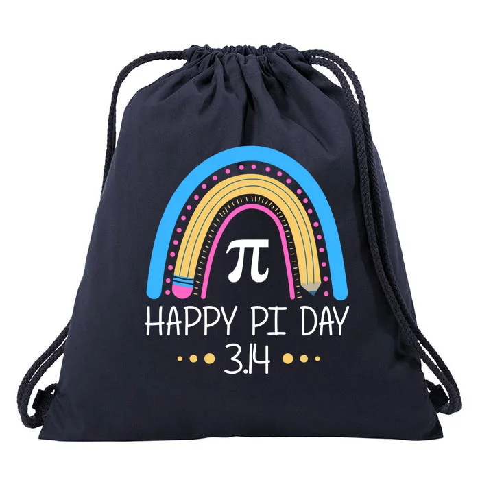 Happy Pi Day Pencil Rainbow March 14th Drawstring Bag