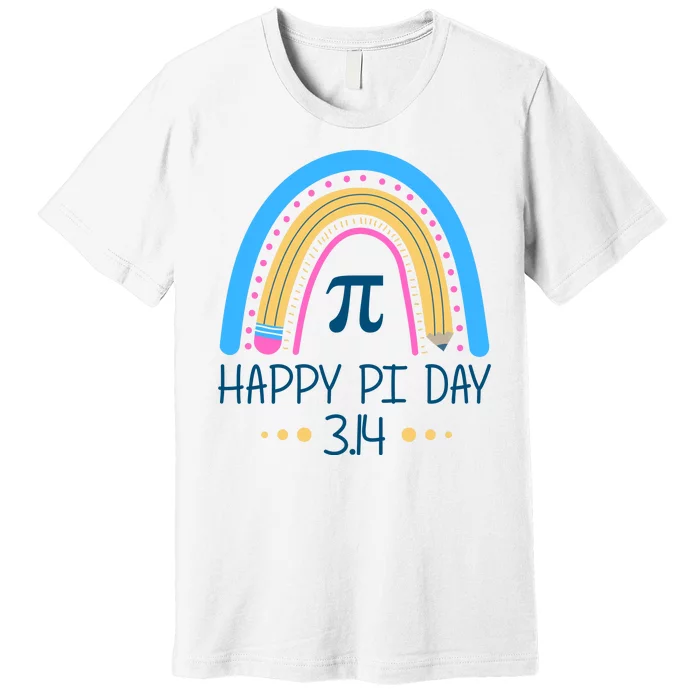 Happy Pi Day Pencil Rainbow March 14th Premium T-Shirt