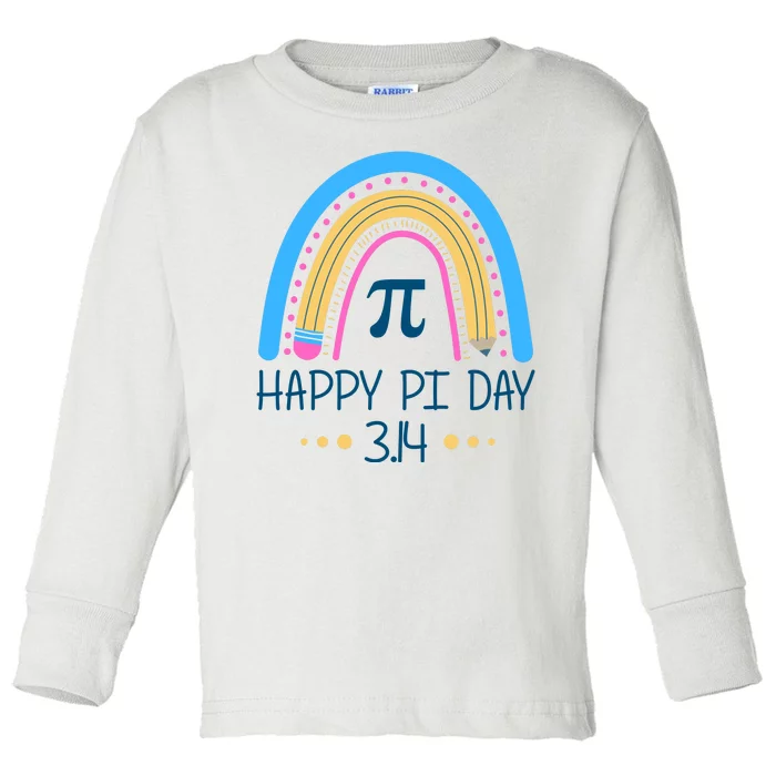 Happy Pi Day Pencil Rainbow March 14th Toddler Long Sleeve Shirt