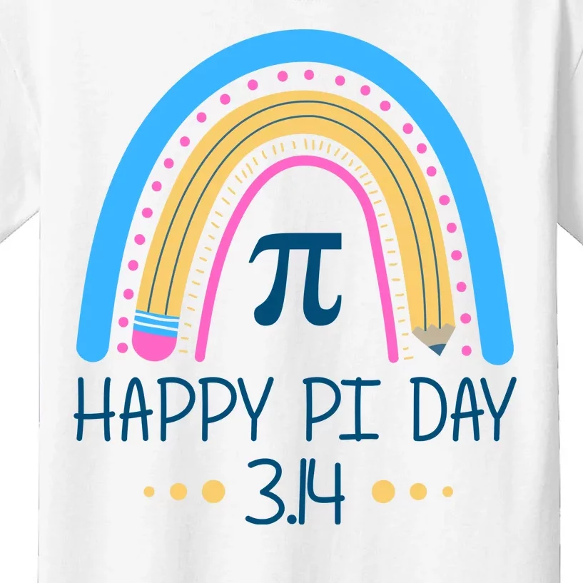 Happy Pi Day Pencil Rainbow March 14th Kids T-Shirt