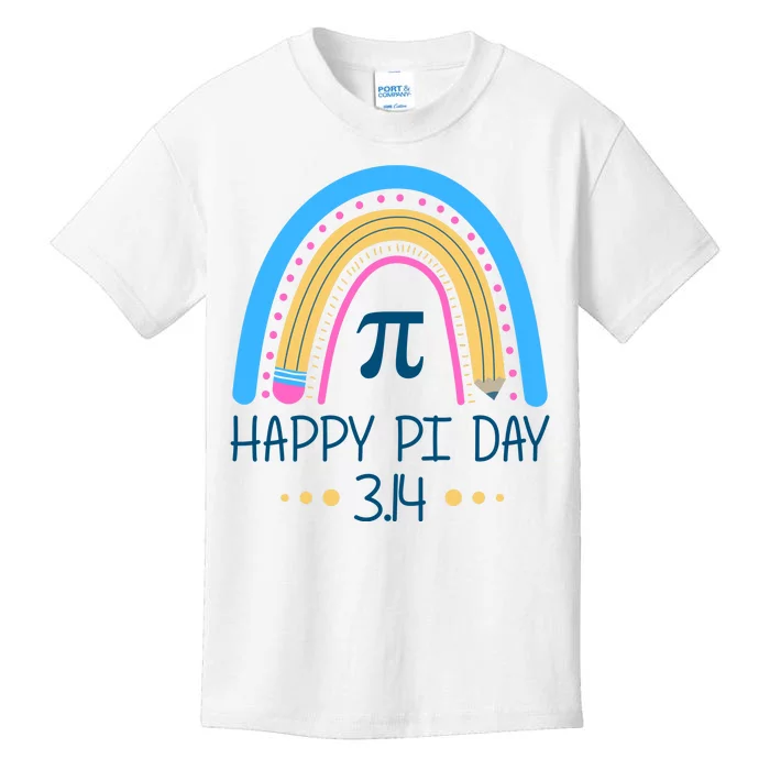 Happy Pi Day Pencil Rainbow March 14th Kids T-Shirt