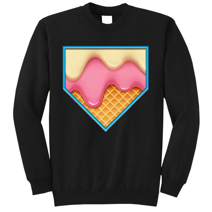 Home Plate Drip Ice Cream Dripping Softball & Baseball Tall Sweatshirt