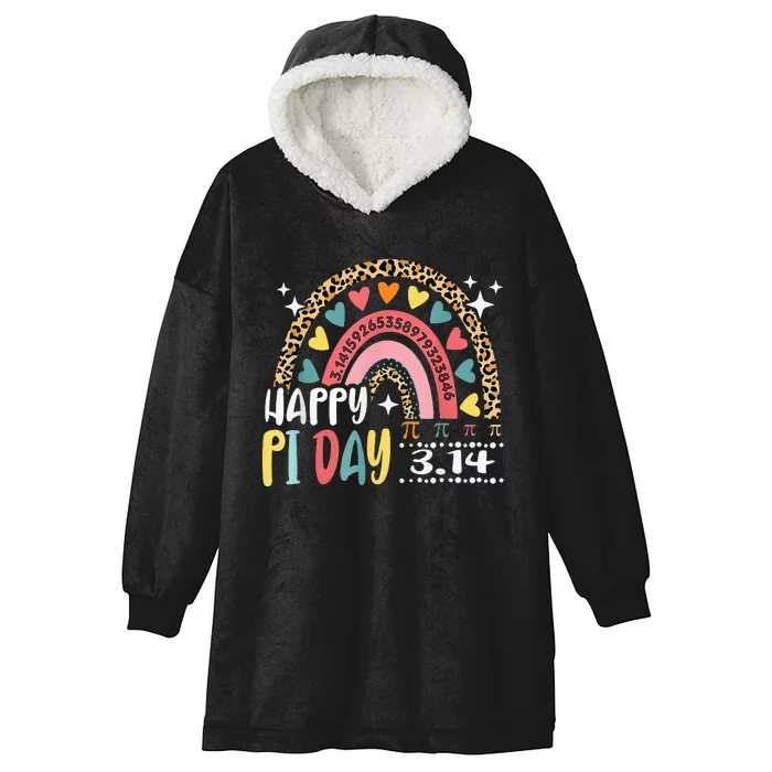 Happy Pi Day Leopard Rainbow Funny Math Teacher Hooded Wearable Blanket