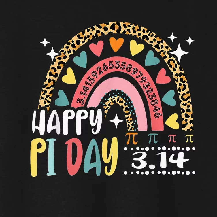 Happy Pi Day Leopard Rainbow Funny Math Teacher Women's Crop Top Tee