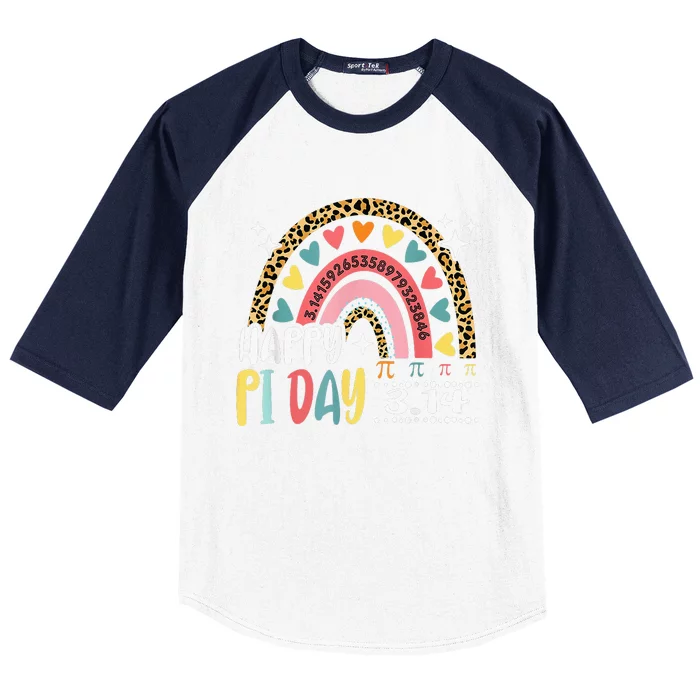 Happy Pi Day Leopard Rainbow Funny Math Teacher Baseball Sleeve Shirt