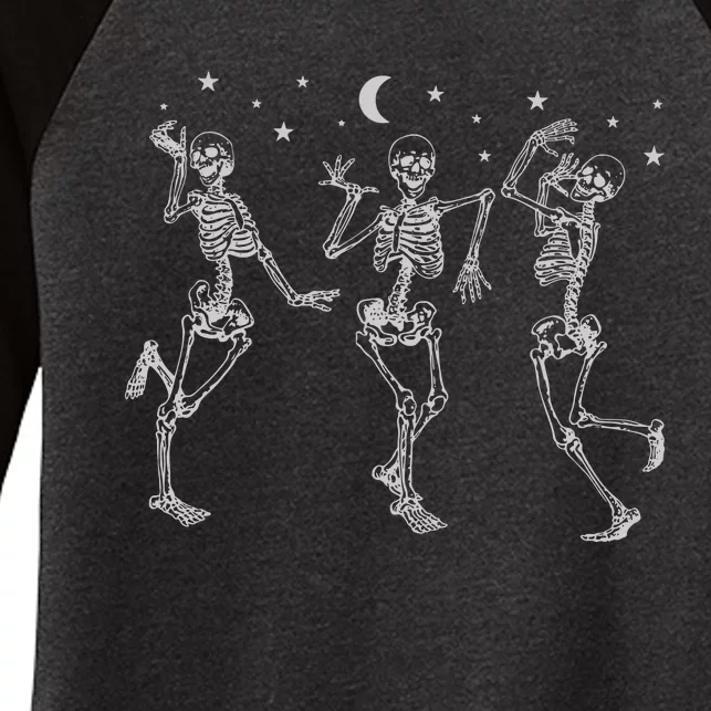 Halloween Party Dancing Skeleton Funny Halloween Women's Tri-Blend 3/4-Sleeve Raglan Shirt