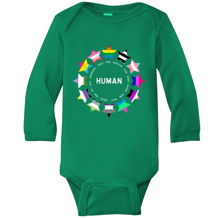 Human Pride Design Human Lgbtq Flag Baby Long Sleeve Bodysuit