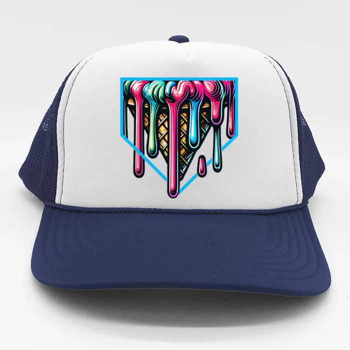 Home Plate Drip Ice Cream Softball & Baseball Trucker Hat