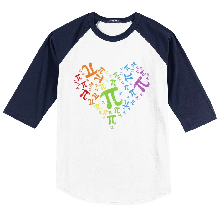 Heart Pi Day Funny Graphic Math Teacher Baseball Sleeve Shirt