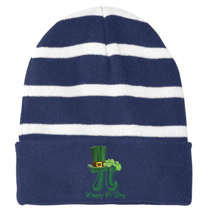 Happy Pi Day Funny St Patrick's Day Striped Beanie with Solid Band