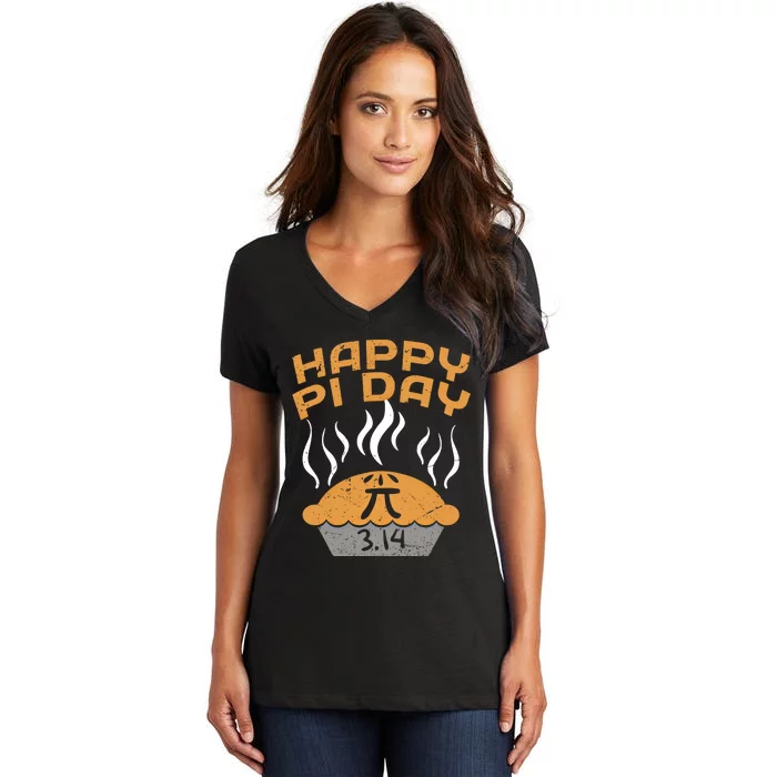 Happy Pi Day Celebrate Pi Day March 14 Math Lover Funny Gift Women's V-Neck T-Shirt