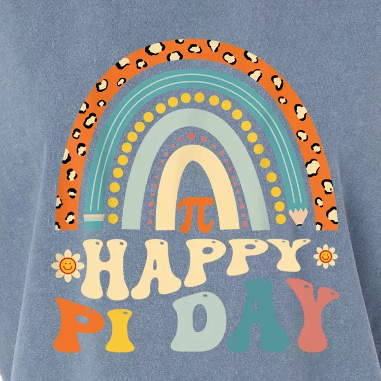 Happy Pi Day Mathematic Math Teacher Gift Leopard Rainbow Garment-Dyed Women's Muscle Tee