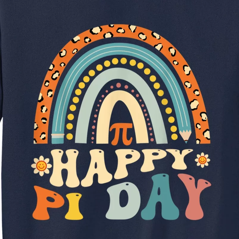 Happy Pi Day Mathematic Math Teacher Gift Leopard Rainbow Tall Sweatshirt