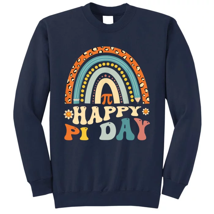 Happy Pi Day Mathematic Math Teacher Gift Leopard Rainbow Tall Sweatshirt