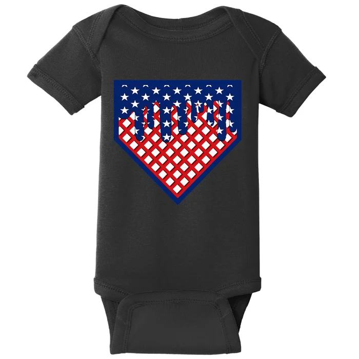 Home Plate Drip Ice Cream Softball & Baseball Baby Bodysuit