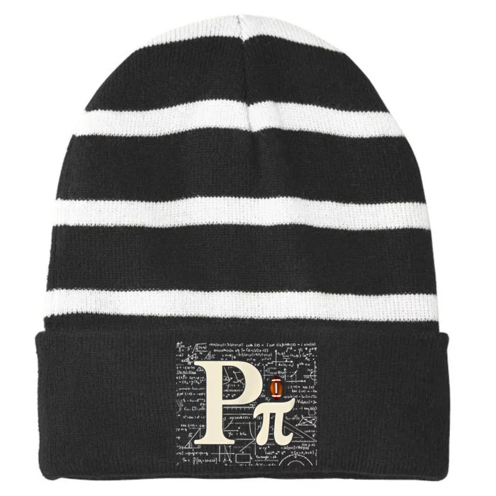 Happy Pi Day Math Nerd Pi Day 2024 March 14 Pi Day Idea Meaningful Gift Striped Beanie with Solid Band