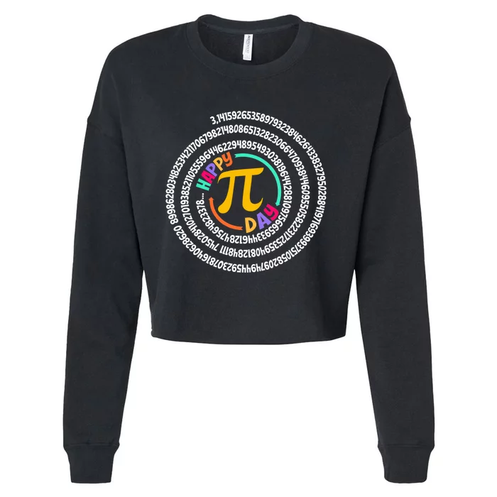 Happy Pi Day Gift For Teacher Cropped Pullover Crew