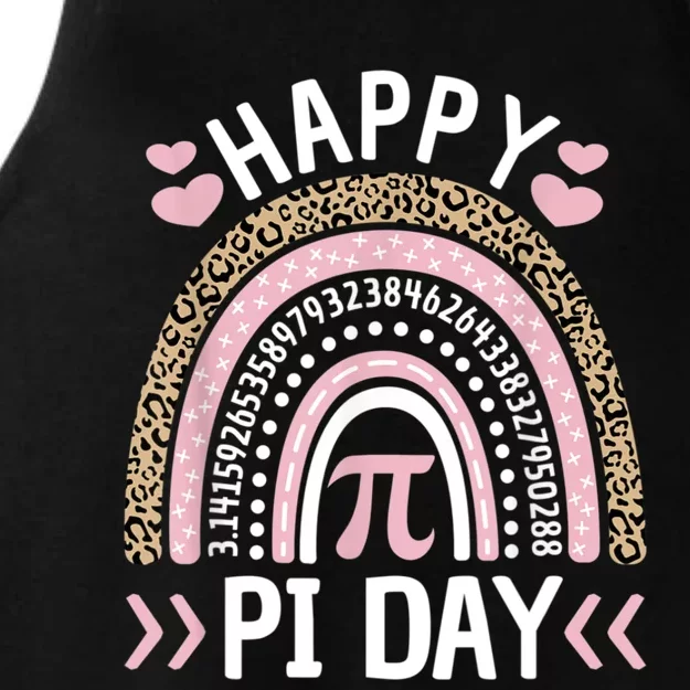 Happy Pi Day Mathematic Math Teacher Gift Leopard Rainbow Ladies Tri-Blend Wicking Tank