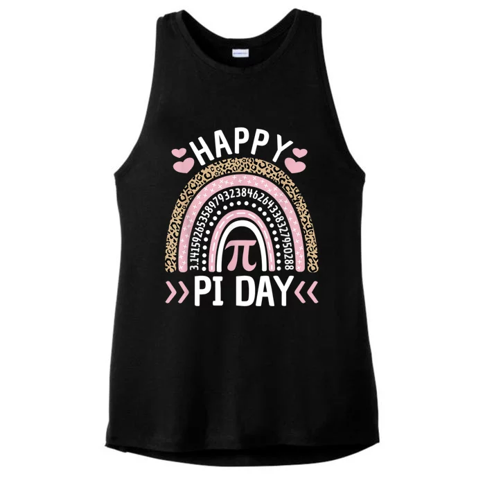 Happy Pi Day Mathematic Math Teacher Gift Leopard Rainbow Ladies Tri-Blend Wicking Tank