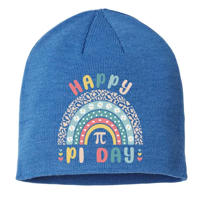 Happy Pi Day Cute Rainbow Mathematic Nerd Funny Math Teacher Gift 8 1/2in Sustainable Knit Beanie