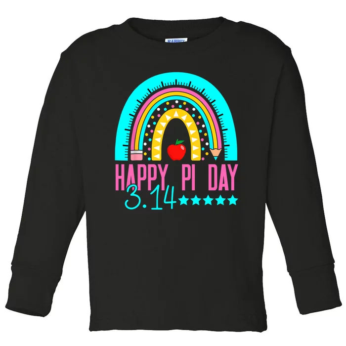 Happy Pi Day Mathematics Math Teacher Rainbow Toddler Long Sleeve Shirt