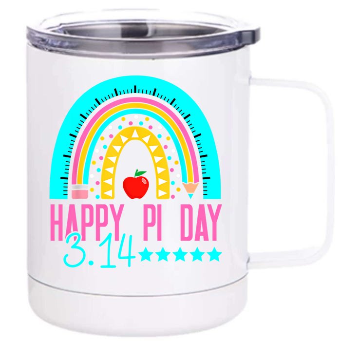 Happy Pi Day Mathematics Math Teacher Rainbow Front & Back 12oz Stainless Steel Tumbler Cup