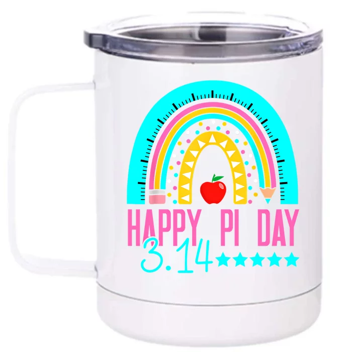 Happy Pi Day Mathematics Math Teacher Rainbow Front & Back 12oz Stainless Steel Tumbler Cup