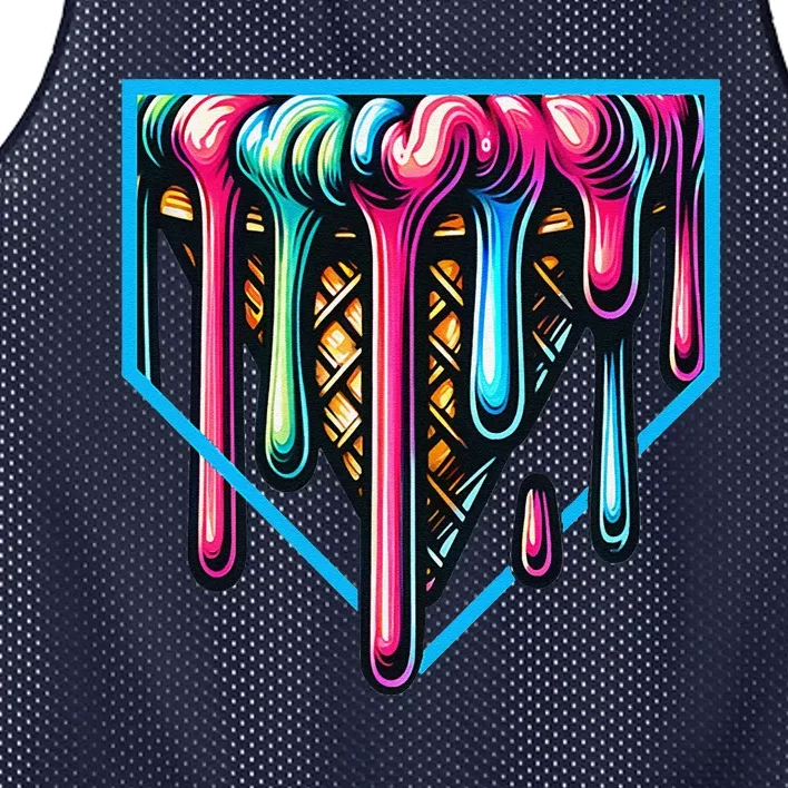 Home Plate Drip Ice Cream Softball & Baseball Mesh Reversible Basketball Jersey Tank