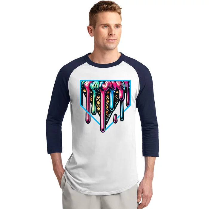 Home Plate Drip Ice Cream Softball & Baseball Baseball Sleeve Shirt