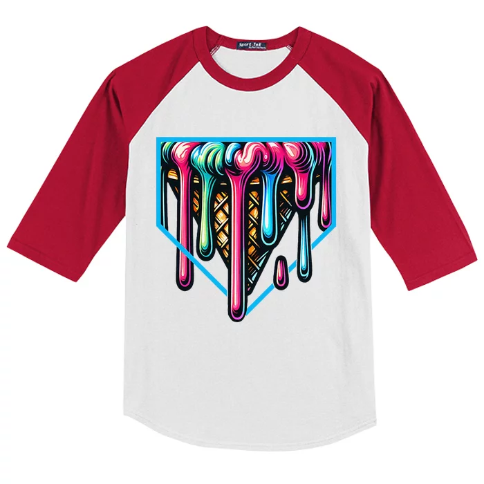 Home Plate Drip Ice Cream Softball & Baseball Kids Colorblock Raglan Jersey