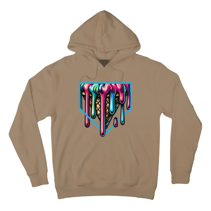 Home Plate Drip Ice Cream Softball & Baseball Hoodie